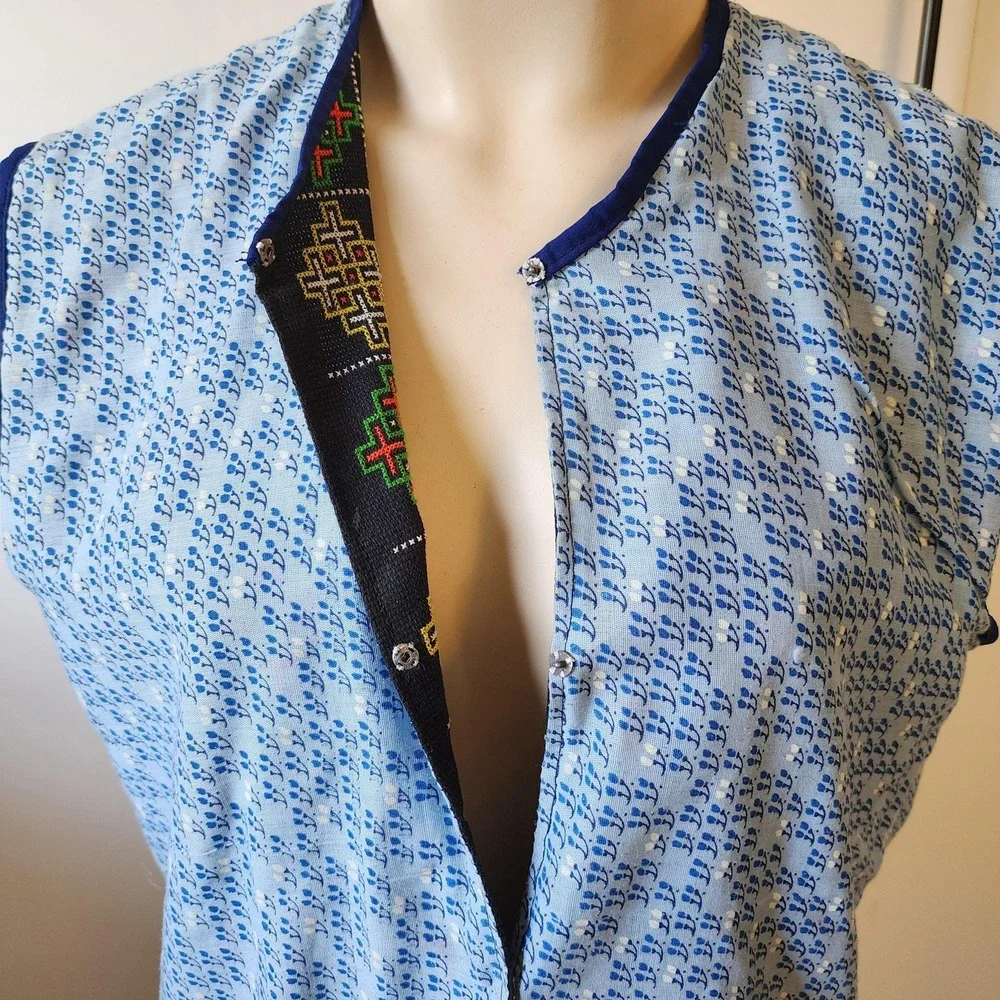 Handmade Reversible Vest, Black Turkish Nomadic Chuval Pattern